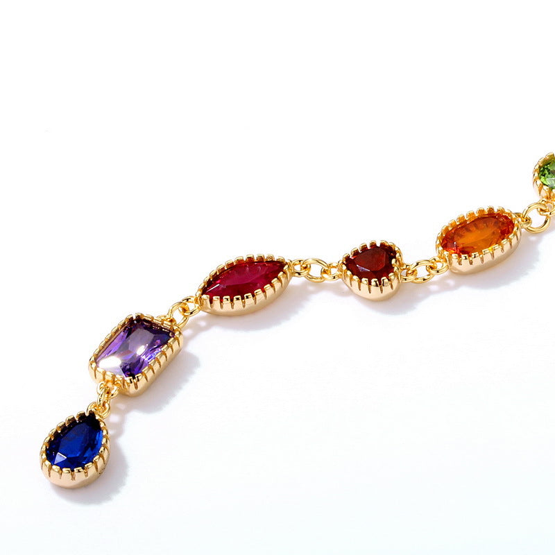 Pendant - Light luxury rainbow zircon geometric 925 sterling silver gold-plated