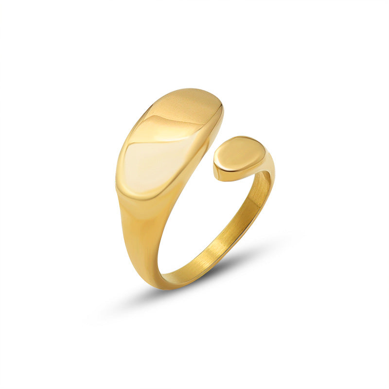 Ins Style Minimalist Special-Shaped Plane Open Ring Titanium Steel 18k Gold Tail Ring Casting Process Ring