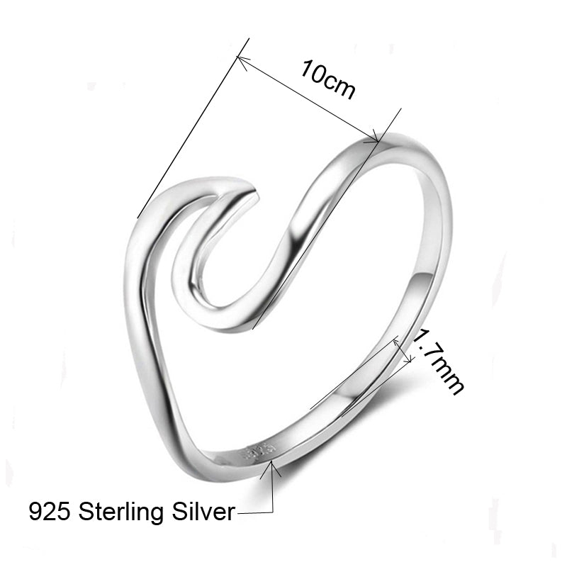 Real 925 Sterling Silver Wave Ring For Women Men Fashion Jewelry Wedding Engagement Promise Rings Girlfriend & Boyfriend Gifts