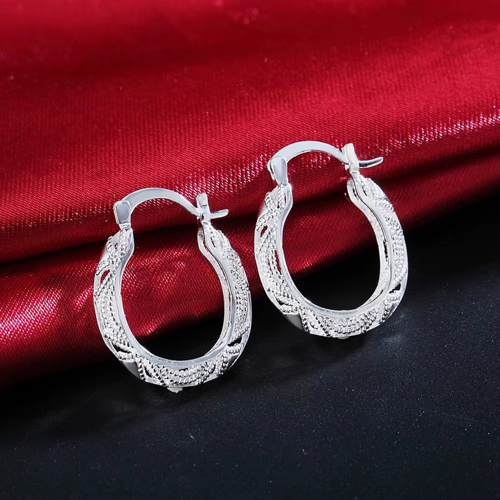 Jewelrytop Store Wholesale Lady 925 Sterling Silver Hoop Women Wedding Earring Jewelry Charms Cute Fashion Christmas Gift Nice