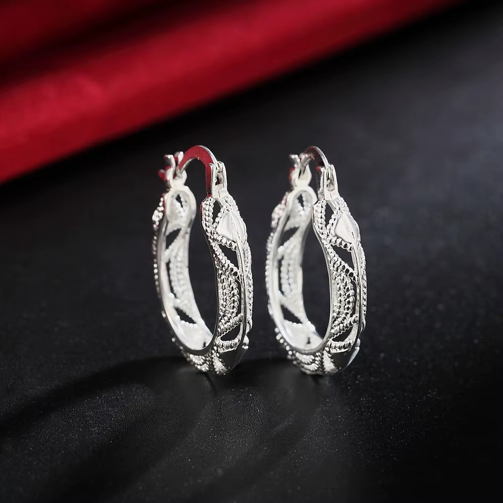 Jewelrytop Store Wholesale Lady 925 Sterling Silver Hoop Women Wedding Earring Jewelry Charms Cute Fashion Christmas Gift Nice