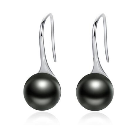 BAMOER 925 Sterling Silver Elegant Round Pure Love Pearl Drop Earrings SCE037