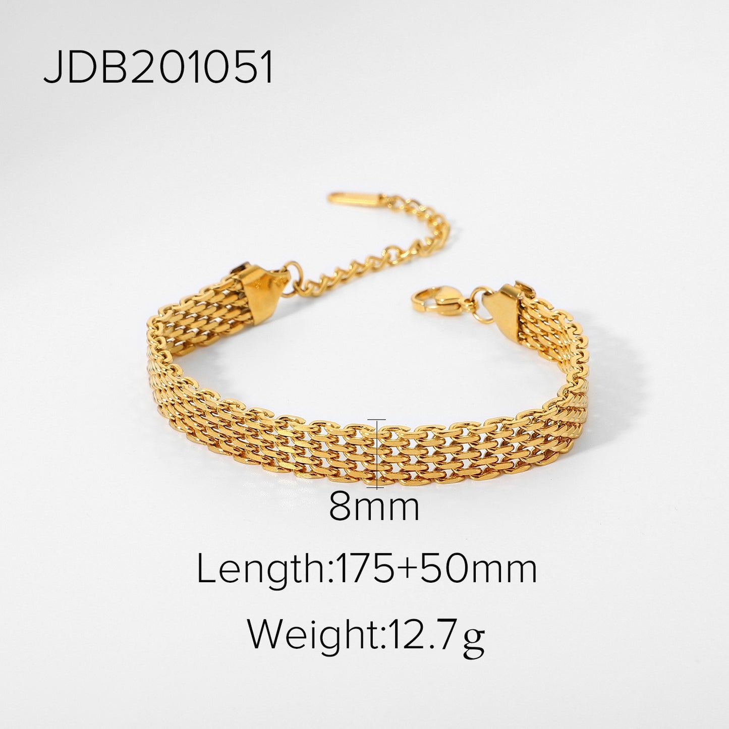 Stainless Steel Cuba Bracelet Vintage Webbing Titanium Steel Gold Plated Wide Bracelet 18K Vacuum Plated Bracelet Jewelry