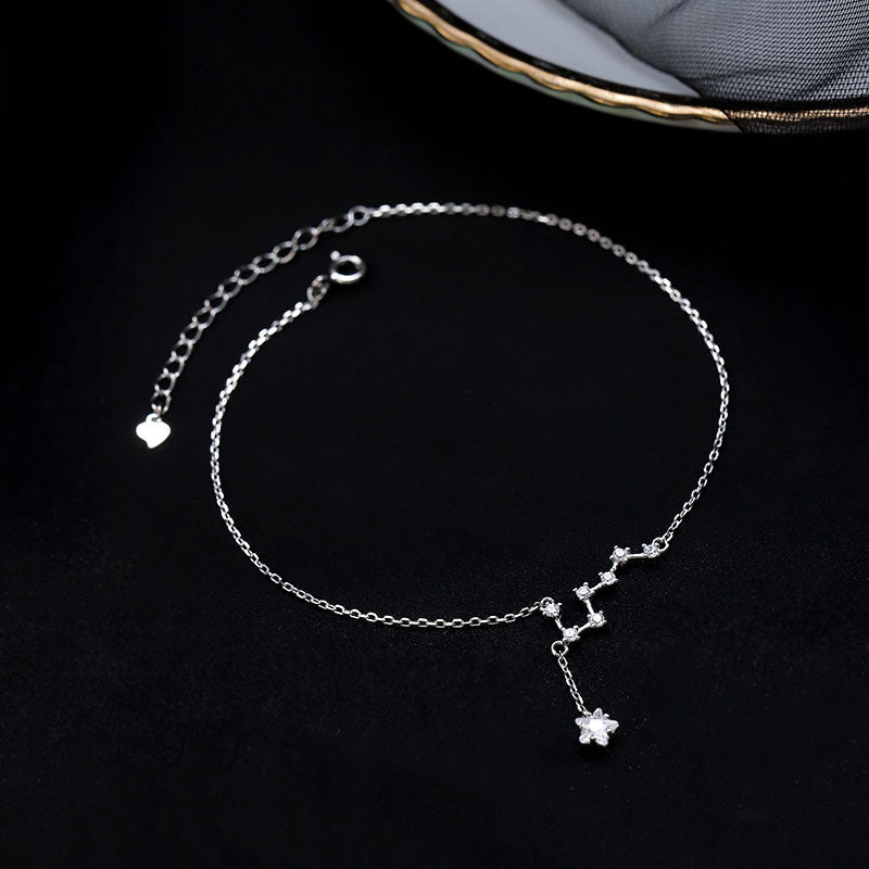 925 Sterling Silver Big Dipper Anklet Feminine Niche temperament Versatile Advanced Foot Chain Anklet New