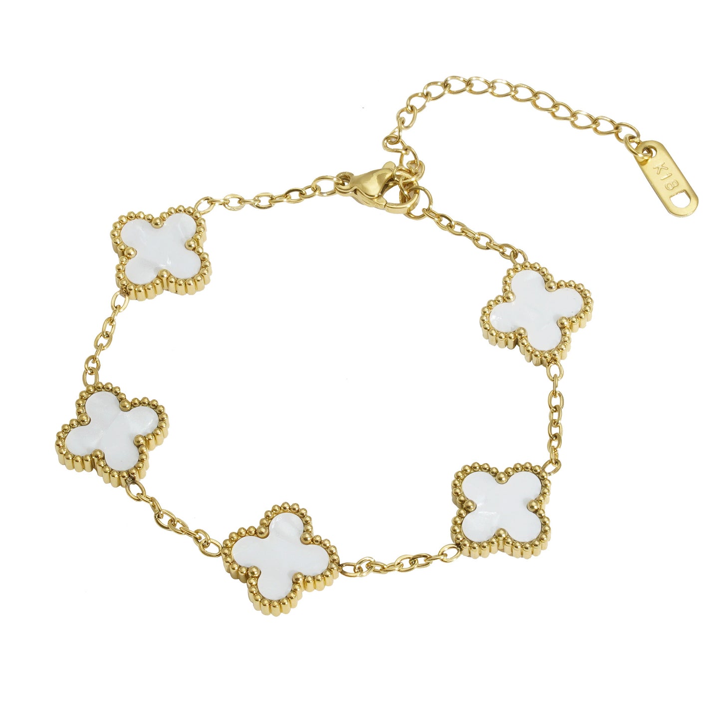 This four-leaf clover is plated with 18k gold titanium steel lucky four-leaf clover bracelet necklace