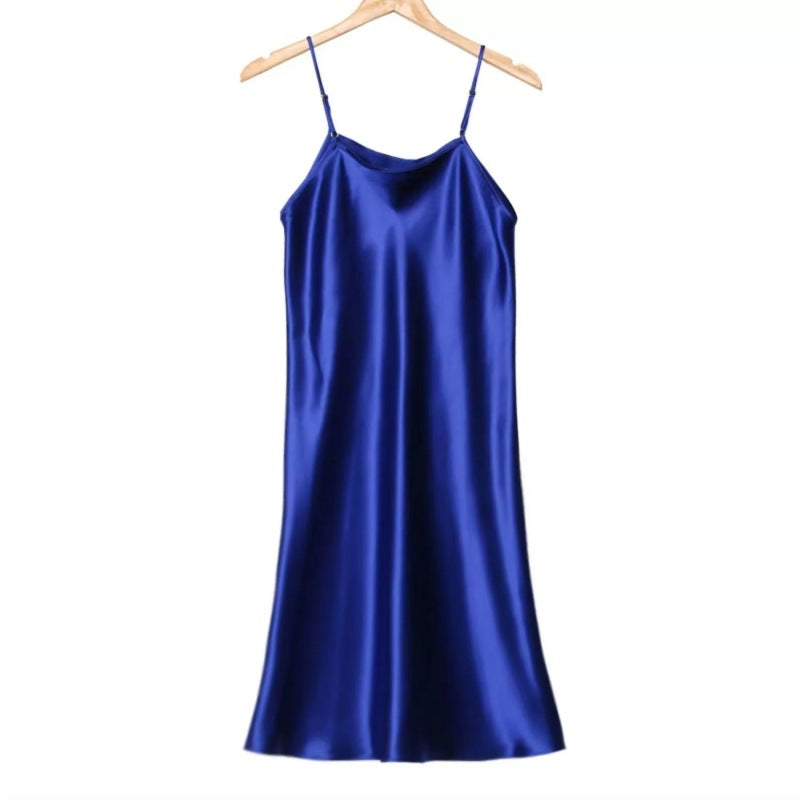 Silk camisole skirt pure mulberry silk nightgown simple underskirt mid length women's dress solid color