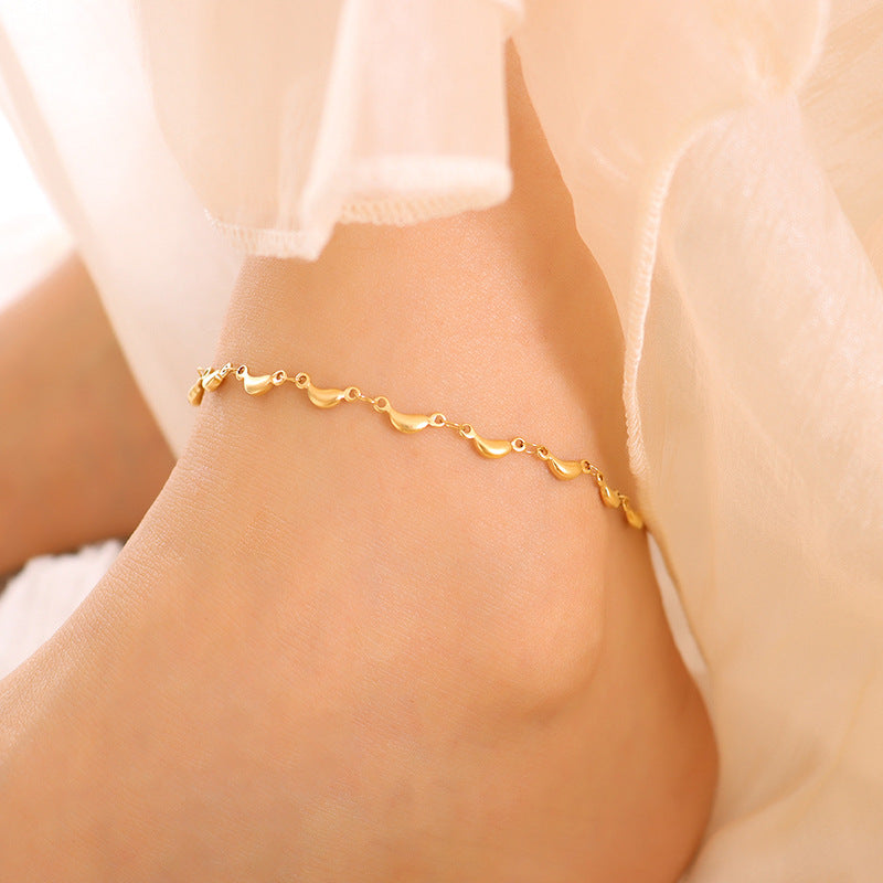 Rustic Geometric Fashion Small Pepper Dolphin Anklet Titanium Steel 18K Gold