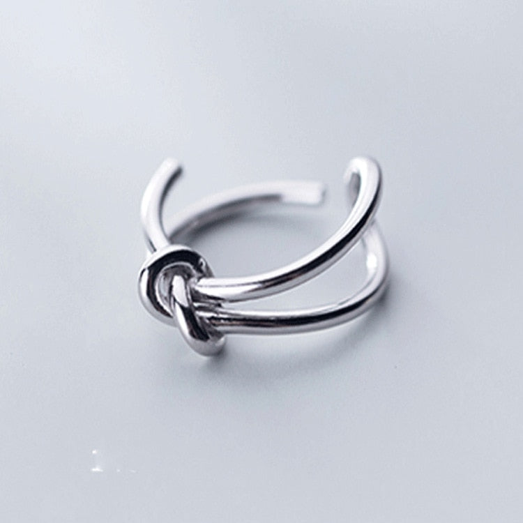 925 Sterling Silver Adjustable Ring Trendy Vintage Knot Handmade Party Classic Fine Jewelry Birthday Gifts