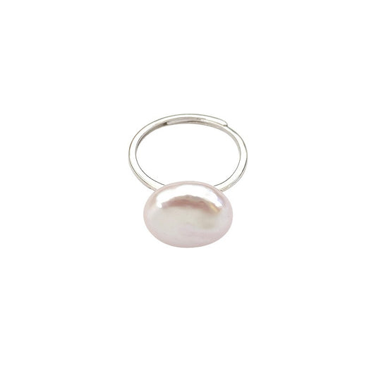 Natural Colorful Baroque Pearl Ring 925 Sterling Silver Style Button Ring with Unique Design Sense