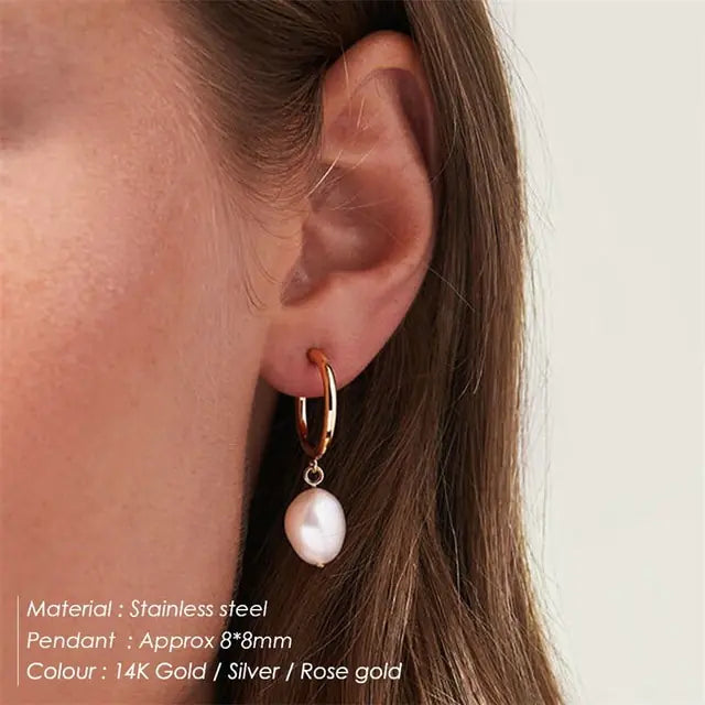 Natural Freshwater Pearl Pendant Earrings