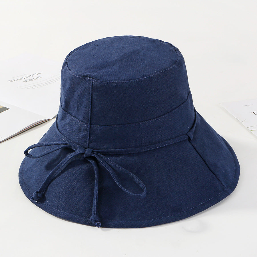 Hat Ladies Summer Cloth Hat Solid Color Cotton And Linen Fisherman Hat Basin Hat Folding Outdoor Sunscreen Big-Brimmed Sun Hat