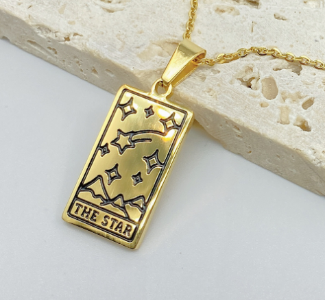 Stainless Steel Painting Necklace Gold Sliver Square Pendant Titanium Steel Electroplating 18K Necklace