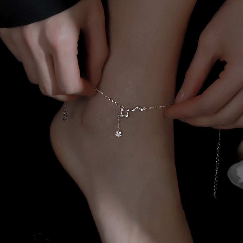 925 Sterling Silver Big Dipper Anklet Feminine Niche temperament Versatile Advanced Foot Chain Anklet New