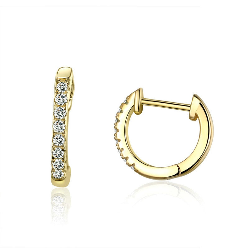 Bamoer 14K Gold Plated 925 Sterling Silver Cuff Earrings with Cubic Zircon, 10 Colors Huggie Stud for Women Girl SCE498