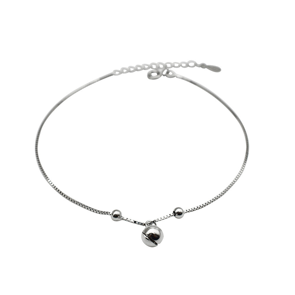 Personality Minimalist Bell Anklet S925 Sterling Silver Anklet Chic Korean Version Temperament Women's Beach Anklet Fashion Jewelry