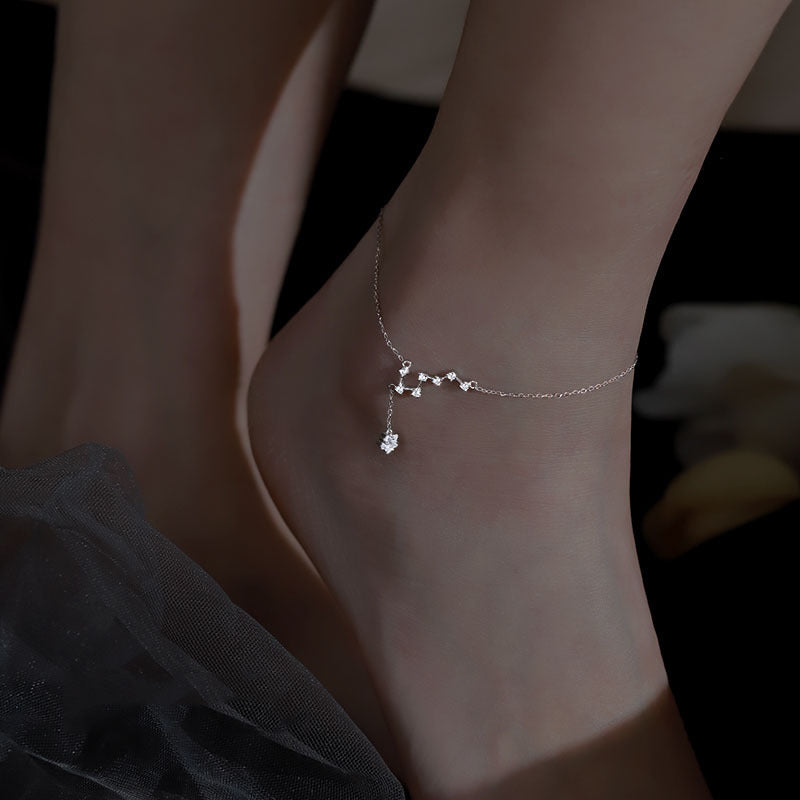 925 Sterling Silver Big Dipper Anklet Feminine Niche temperament Versatile Advanced Foot Chain Anklet New