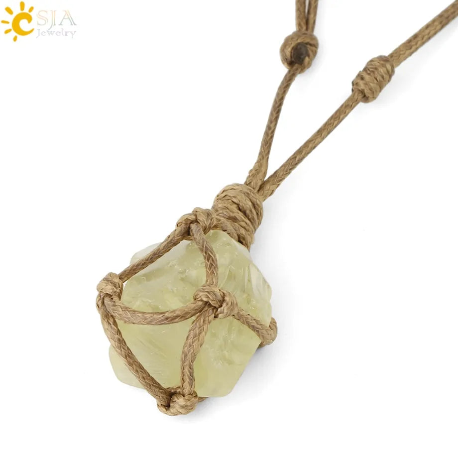 Natural Stone Rope Wrap Necklace